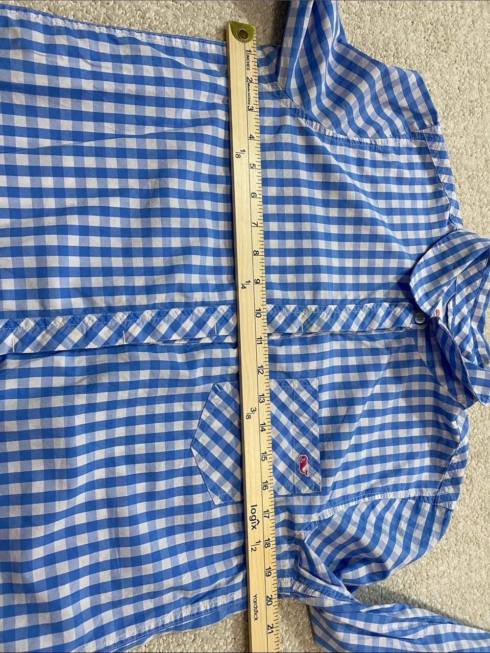 Vineyard Vines Blue and White Gingham Button-Down Shirt Size 8 100% Cotton - Picture 12 of 16